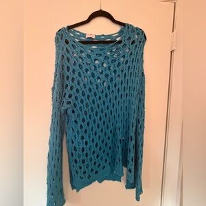 Pink Lily Blue Open-Knit Swim Coverup size M
